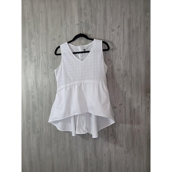 Poshmark HD in Paris White Eyelet Poplin Tank Top - Picture 2 of 8